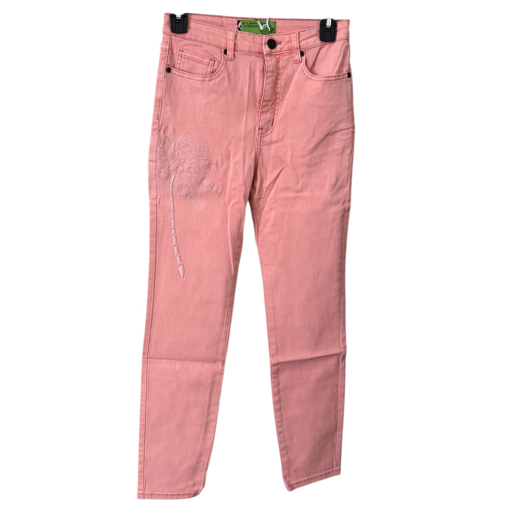 New SANDRINE ROSE X FREE PEOPLE Palm Embroidered IN PETAL 27 Stretchy SUMMER